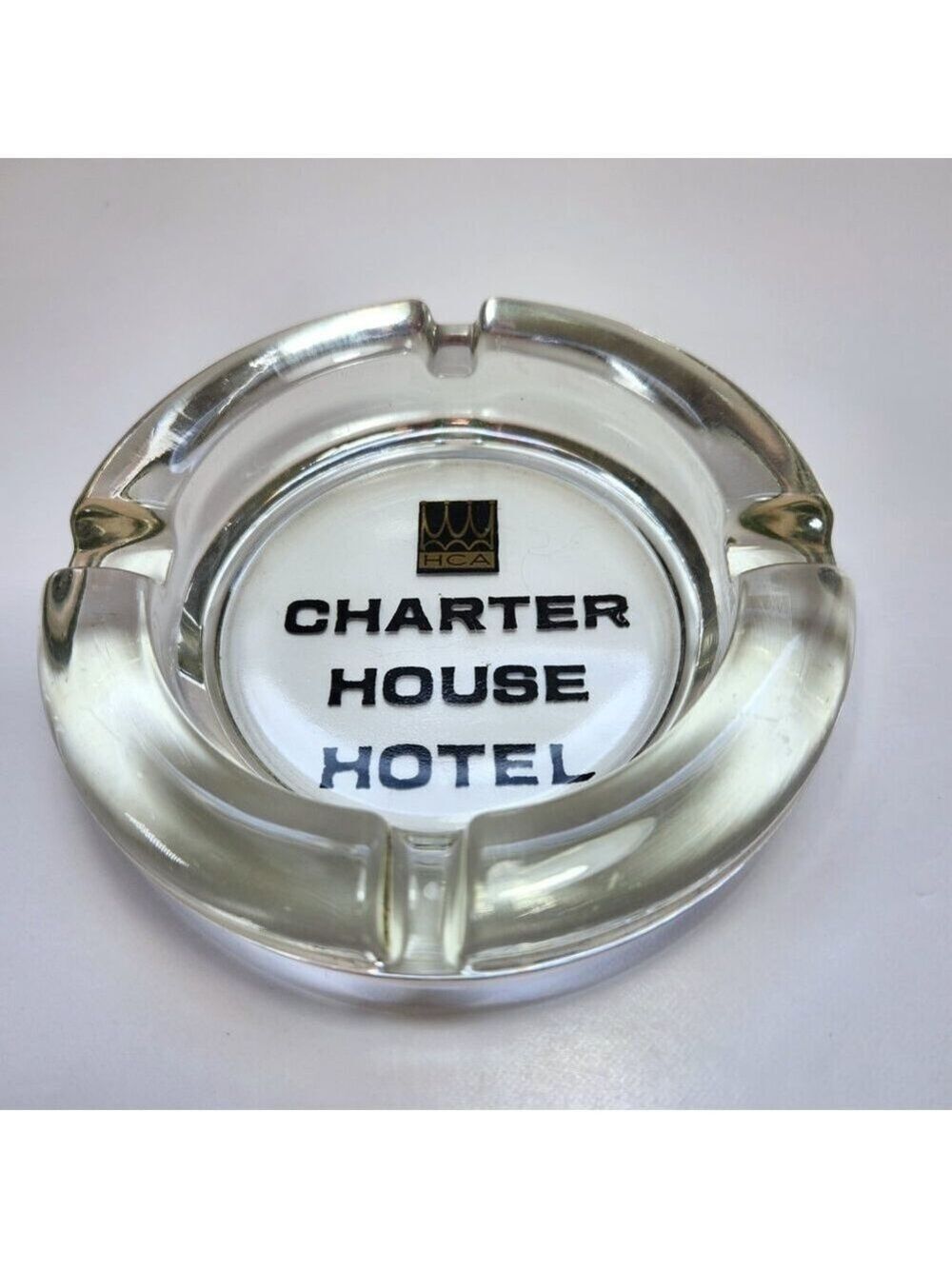 Vintage Ashtray Charter House Hotel Clear Thick Glass Collectible Advert…